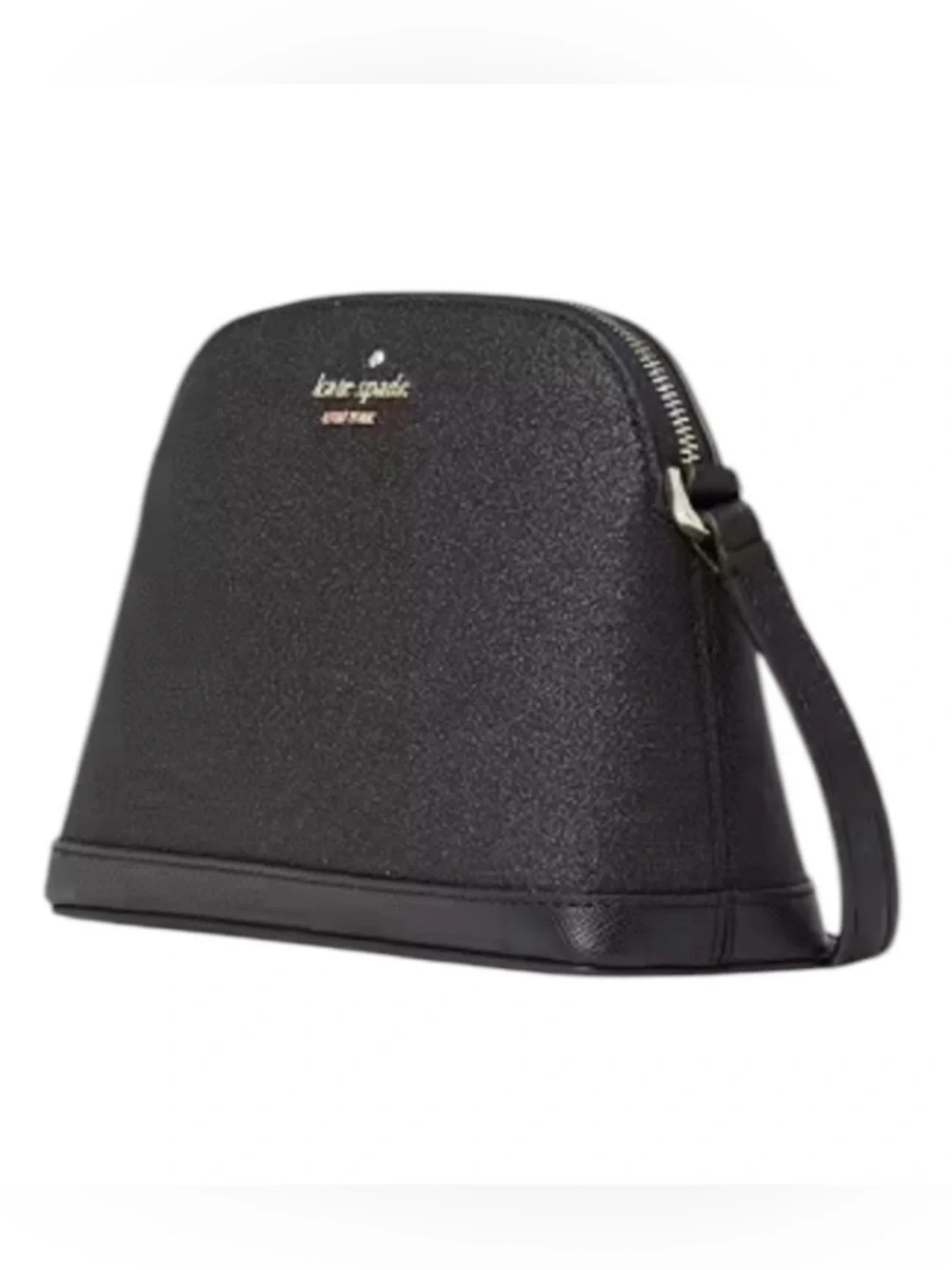 Kate Spade New Set - Black Glitter Tinsel Small Dome Crossbody Bag & Cardholder